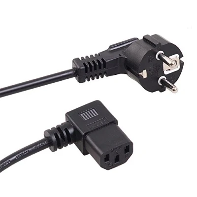 Obrázek Maclean MCTV 802 ochranný kontakt zahnutý na konektor pro studená zařízení vlevo síťový kabel, černý (1,5 m)