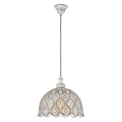 Obrázek EGLO závěsné svítidlo Talbot 2, závěsná lampa s 1 žárovkou vintage, orientální, boho, ocel v bílé antice, na jídelní stůl, do obývacího pokoje, objímka E27