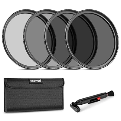 Obrázek NEEWER sada 52 mm ND filtrů ND2 ND4 ND8 ND16, čisticí tužka na objektiv, filtrační sáček, šedého filtru, kompatibilní s fotoaparáty Canon Nikon Sony Panasonic DSLR objektivem