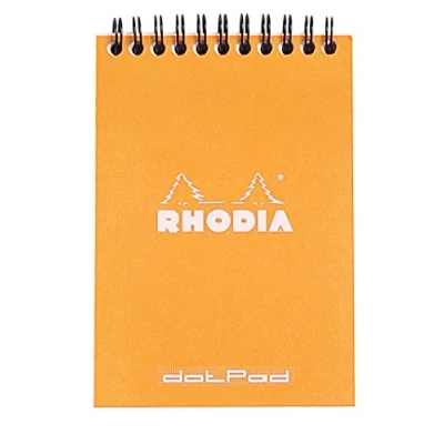 Obrázek Rhodia 13503C poznámkový blok (DIN A6, 10,5 x 14,8 cm, dvojitá spirála, linkovaná, dot grid, mikroperforovaná, 80 listů) 1 kus oranžová
