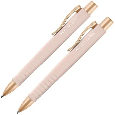 Obrázek FABER CASTELL 205092 kuličkové pero Poly Ball pale růžové, 2 kusy, s vyměnitelnou náplní XB, vhodné na dokumenty