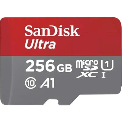 Obrázek SanDisk Ultra 256 GB microSDXC UHS I karta pro Chromebook s SD adaptérem (pro chytré telefony a tablety, A1, třída 10, U1, videa ve Full HD, rychlost čtení až 150 MB/s)