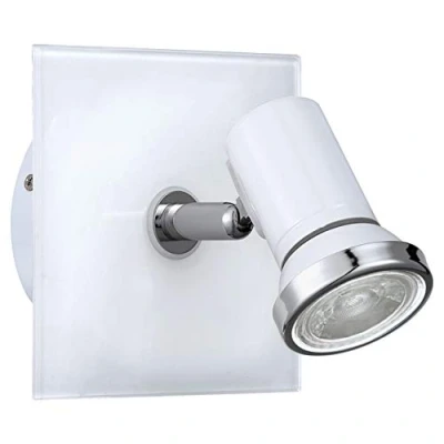 Obrázek EGLO LED nástěnná lampa Tamara 1, nástěnné svítidlo koupelna, koupelna z kovu v bílé, chromové a sklo, do vlhkých prostor, bodové světlo vč. GU10 žárovek, teplá bílá, IP44
