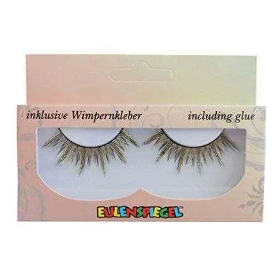 Obrázek Eulenspiegel 000601 Künstliche Wimpern, Schwarz/Silber/Gold, 1 ml Spezial Wimpernkleber, Anleitung, für Karneval, Mottoparty