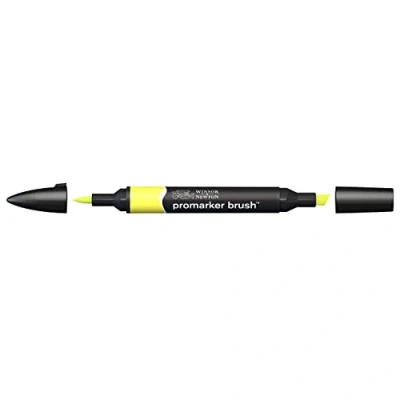 Obrázek Winsor &amp; Newton 0204206 BrushMarker (pro kresby, kaligrafii, design a rozložení, kreslení bez šmouh s klínem špičkou štětce) citrón