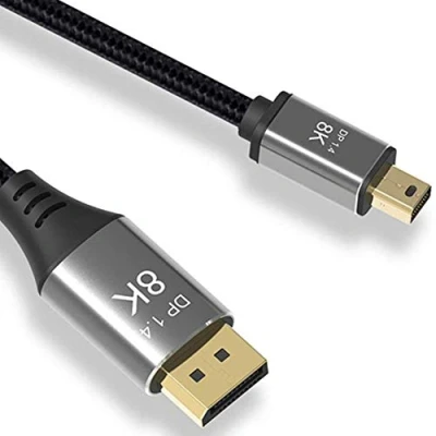 Obrázek CABLEDECONN Mini DP na DisplayPort 8K kabel 1m (@60Hz 4K@144Hz 1.4 Obousměrná převodovka kompatibilní s Macbook Pro Surface