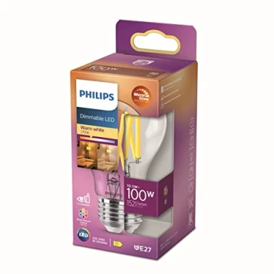 Obrázek Philips LED Classic E27 Filament žárovka Warm Glow (100 W), stmívatelná s teplým bílým světlem, energeticky úsporná dlouhou životností, čirá