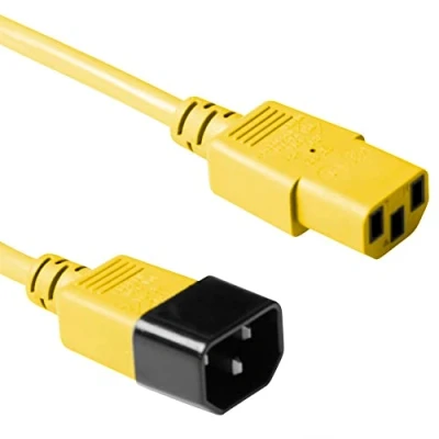 Obrázek ACT kabel pro studené spotřebiče 3 m, C13 k C14 prodloužení, IEC konektor zdířce pin AK5119 žlutý