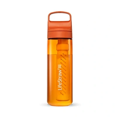 Obrázek LifeStraw Go Serie BPA freie Trinkflasche mit Wasserfilter 650ml für Reisen und den täglichen Gebrauch entfernt Bakterien, Parasiten, Mikroplastik + verbessert Geschmack, Kyoto Orange (orange)