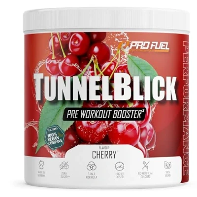 Obrázek Pre Workout booster Kirsche 440 g neuvěřitelně chutné tuningový s citrulinem, argininem, taurinem, kofeinem, guaranou a hořčíkem optimální vysoká dávka 100% veganský