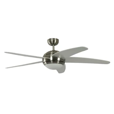Obrázek Pepeo Stropní ventilátor s osvětlením a dálkovým ovládáním Melton, kryt nikl, barva křídla bílá, 132 cm, pro prostory do 25 m²