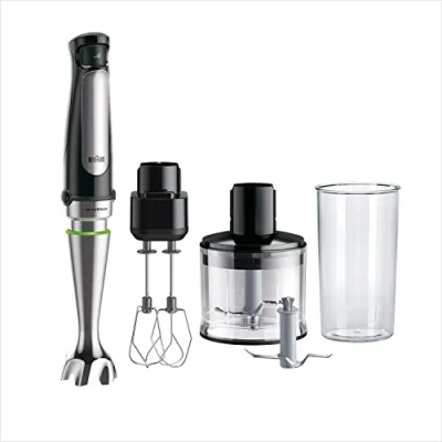 Obrázek Braun Household Hogar MultiQuick 7 Mixer, Spritzschutz, spülmaschinenfest, BPA frei, 600 ml, Zerkleinerer 500 Eisklinge, MQ 7035XBI, 1000 W, Schwarz, MQ7035XBI