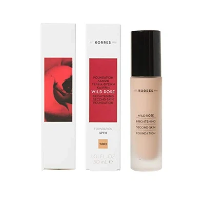Obrázek KORRES Wild Rose Foundation WRF2, s olejem z divoké růže, make up pro svěží, mladou a bezchybnou pleť, veganská, 30 ml