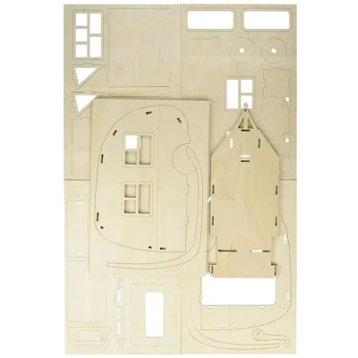 Obrázek Rayher 62858505 dřevěná stavebnice karavan, certifikováno FSC, přírodní, 36 x 18 15 cm, 40dílná, pro kutily a pomalování