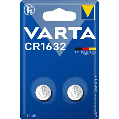 Obrázek VARTA Knoflíkové baterie CR1632, 2 kusy, Lithium Coin, 3 V, bezpečné balení pro malé elektronické přístroje klíče od auta, dálkové ovládání, váhy