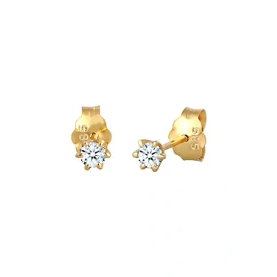 Obrázek DIAMORE Dámské náušnice klasické solitérní s diamantem (0,20 ct.) ze žlutého zlata 585, Fazetový brus, diamant