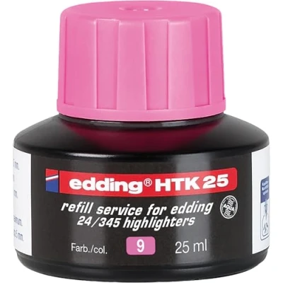 Obrázek edding HTK 25 náhradní inkoust růžová ml s kapilarovým systémem, ideální pro čisté a nekomplikované doplnění zvýrazňovače e 345 24