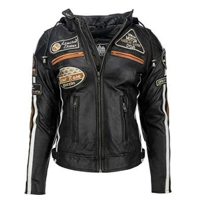 Obrázek Motorradjacke Damen Mit Protektoren, URBAN 5884 , Damenjacke aus Lammleder, Protektoren für Rücken, Schultern und Ellenbogen, Schwarz, XXL