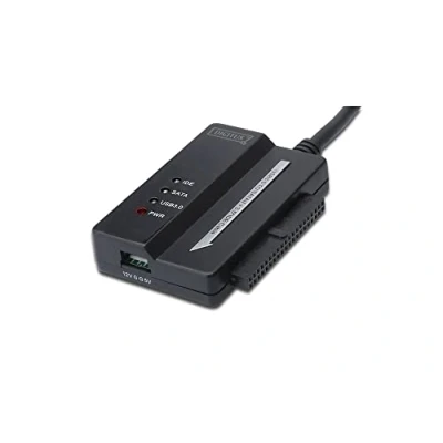 Obrázek DIGITUS Kabel adaptéru pevného disku USB 3.0 na SATA2/IDE konvertor pro 2,5/3,5&quot; SSD/HDDs rychlost přenosu dat 5 Gbit/s vč. síťového zdroje Plug &amp; Play černý