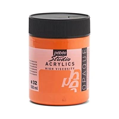 Obrázek Pébéo Studio akrylová barva, 500 ml, kadmiová oranžová, 171032, imitace oranžová