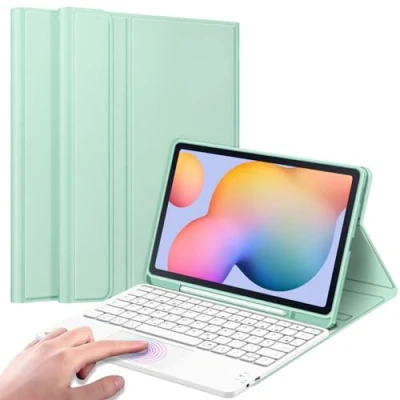 Obrázek Fintie Kryt klávesnice pro Samsung Galaxy Tab S6 Lite 10,4&quot; tablet 2024/2022/2020 s magneticky odnímatelnou německou klávesnicí a touchpadovou klávesnicí, mátová