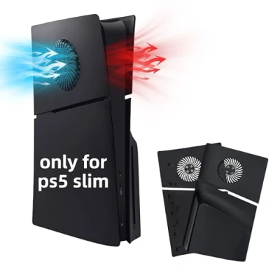 Obrázek Mcbazel PS5 Slim náhrada předního panelu, Faceplates, trvalý ABS ochranný kryt s příslušenstvím chladicího ventilu pro Playstation 5 Disc Edition černý (ne PS5/PS5 Pro)