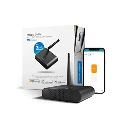 Obrázek meross Smart WLAN otvírač garážových vrat funguje s Apple HomeKit, až 3 samostatné dveře, ovládání pomocí aplikace, kompatibilní se Siri a Alexa, Google Assistant, není nutný rozbočovač, 2,4 GHz