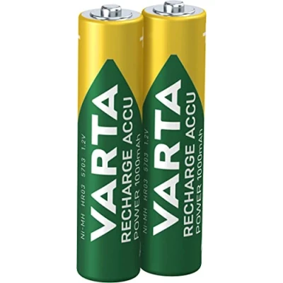 Obrázek Varta Rechargeable Accu Ready2Use, předem nabitý akumulátor AAA Micro 1000 mAh Ni MH (balení se 4 kusy, dobíjecí bez paměťového efektu, okamžitě připravené k použití). balení po 2 ks