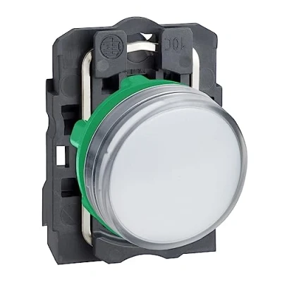 Obrázek Schneider Electric Světelný hlásič XB5AVM1, Harmony XB5, plast, bílý, 22 mm, univerzální LED, hladká kalotka, 230 240 V AC
