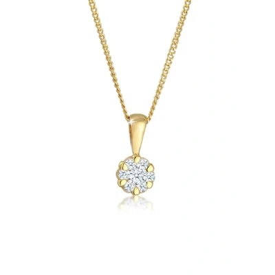 Obrázek Elli DIAMONDS Dámský řetízek na krk s přívěskem elegantní diamantem (0,12 ct.) v 585 žlutém zlatě 45, Žluté zlato, Diamant