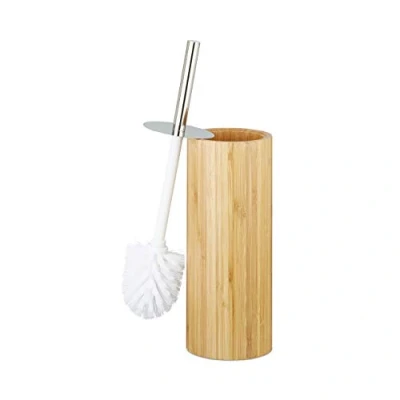 Obrázek Relaxdays držák WC štětky bambus, kulatý na štětku do koupelny, stojan toaletní V x D: 37,5 10,5 cm, přírodní