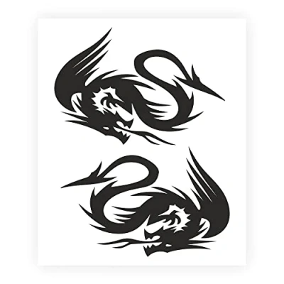 Obrázek 4R Quattroerre.it 15854 Vorgeschnittene Aufkleber Drachen rechts und Links, Schwarz, 10 x 12 cm