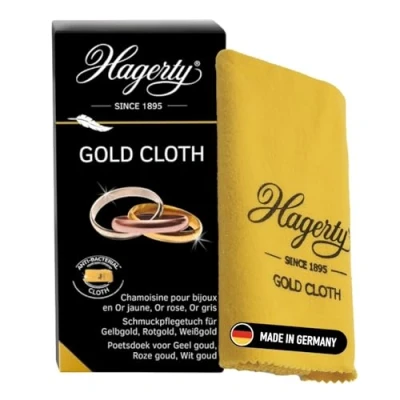 Obrázek Hagerty zlatý ubrus Gold Cloth 36 x 30 cm I impregnovaný čisticí hadřík na šperky z bavlny pro obnovený lesk efektivní lešticí žluté zlato červené růžové bílé