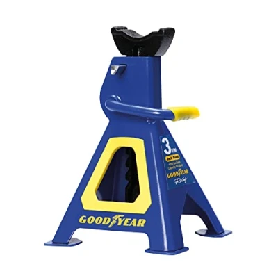 Obrázek GOODYEAR 75519 Premium podstavec podstavce, nosnost 3 tuny, výškově nastavitelný od 280 mm do 420 mm, s bezpečnostním splajnem, modrý ochranný lak