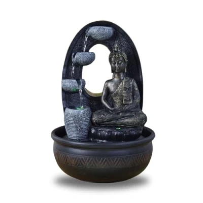 Obrázek Zen&#039;Light pokojová fontána Buddha Harmonie Vodní s tichým čerpadlem LED ve 2 barvách odnímatelná socha nápad na dárek pro zeny a fengshui výška: 40 cm