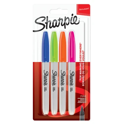 Obrázek Sharpie Permanentní popisovač, popisovače s jemným hrotem, veselé barvy, 4 kusy