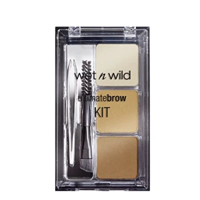 Obrázek Wet n Wild, Ultimate Brow Kit, sada obočí pro tvar, definici a plnost obočí, s 1 voskem na 2 fixační pudry, štětec pinzeta, veganský produkt, měkká hnědá
