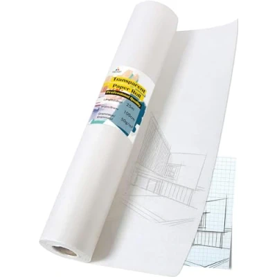 Obrázek Tritart transparentní papír role 100 cm x 25 m 50 g/m skicovací papír, se vzorem řezu, pro architekty profesionální pauzovací &amp; tracing