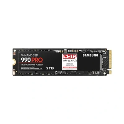 Obrázek Samsung SSD disk 990 pro NVMe M.2, 2 TB, PCIe 4.0, 7 450 MB/s čtení, 6 900 zápis, interní SSD, hraní a střih videa, černý, MZ V9P2T0BW