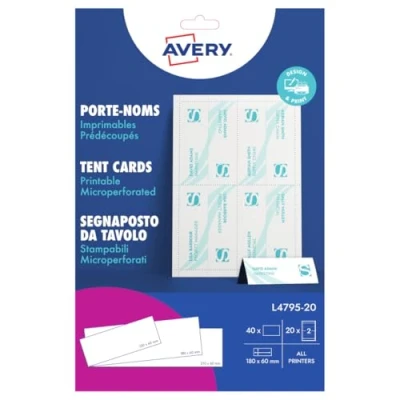 Obrázek Avery Dennison L4795 20 printable ten t Card (20 sheets)