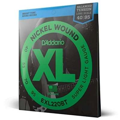 Obrázek D&#039;Addario struny na kytaru e Bass basové kytary basu nejoblíbenější značka strun EXL220BT poniklovaná ocel Super Light (40 95) Balanced Tension