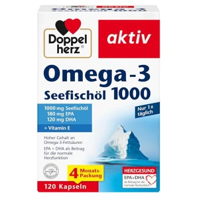 Obrázek Doppelherz Omega 3 olej z mořských ryb 1000 EPA a DHA jako příspěvek k normální funkci srdce 120 kapslí