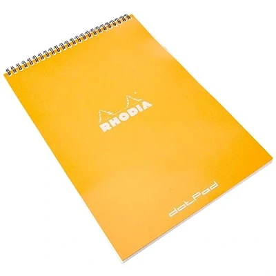 Obrázek Rhodia 18503C Note Pad s dvojitou spirálou, DIN A4, Dot Grid, 80 g, 21 x 29,7 cm, listů, oranžová