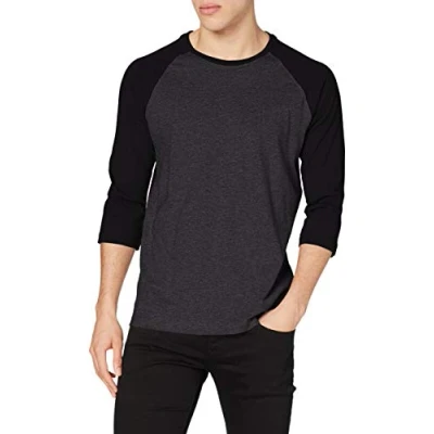 Obrázek Urban Classics Contrast 3/4 Sleeve Raglan Top s dlouhým rukávem charcoal/black, Muži, Velikost: 4XL, Charcoal/black