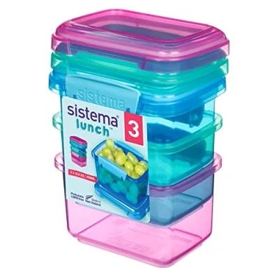 Obrázek Sistema Lunchbox na uchovávání potravin 400 ml malé svačinové boxy plast bez BPA smíšené barvy 3 kusy