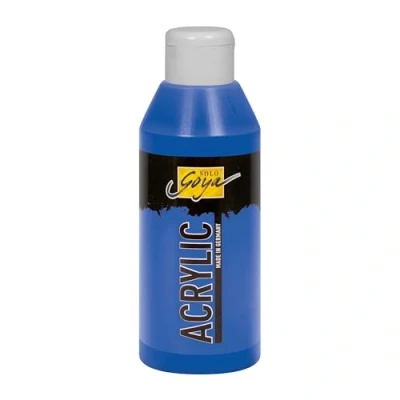 Obrázek KREUL 84216 Solo Goya akrylová ultramarínová modř, 250 ml láhev, krémová, mnohostranně použitelná barva ve studijní kvalitě, na bázi vody, rychle a matně schnoucí, dobře krycí, vodotěsná