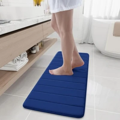 Obrázek Homaxy Paměťová pěna Koupelnový koberec savý protiskluzová koupelnová předložka omyvatelná rohož 43 x 120 cm, námořnická modrá