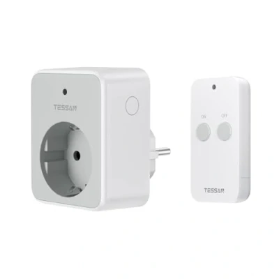 Obrázek TESSAN Rádiová zásuvka s dálkovým ovládáním, dosahem 30,5 m, vnitřní 3600 W, spínací magnetickým, programovatelná