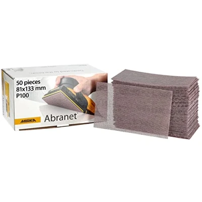 Obrázek Mirka Abranet Síťové brusné proužky 81 x 133 mm suchý zip / zrno P100 50 ks k broušení dřeva, tmele, laku, plastu 5417805010