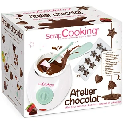 Obrázek ScrapCooking Schokofondue Mit 33 Zubehör Schokobrunnen Set für die Herstellung von Hausgemachten Schokoladen, Crêpes, Waffeln und Partys Formen Weiß &amp; Wassergrün